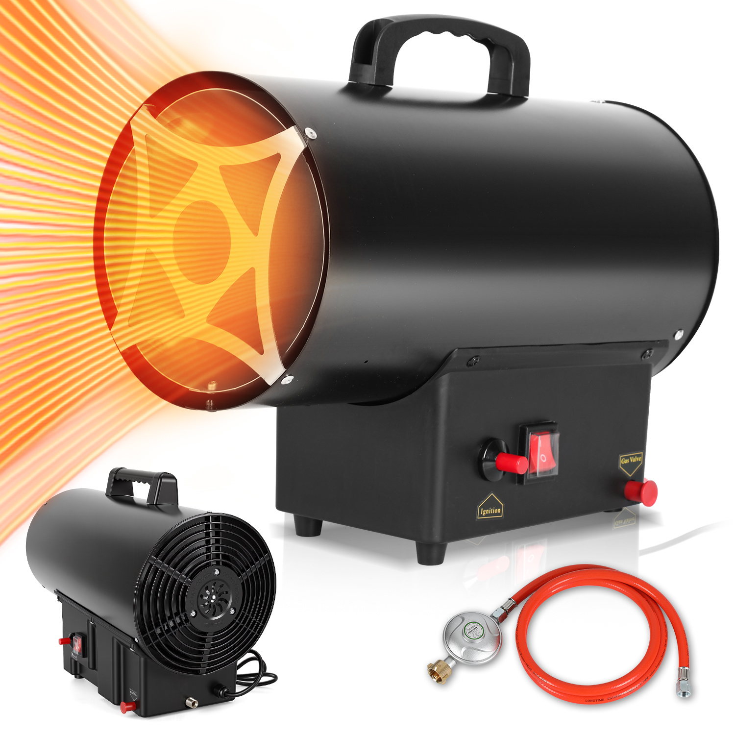 Tolletour Gasheizgebläse 30 Kw Lpg Gasheizer Bauheizer Mit 700 Mbar, Heizkanone Für Werkstatt Baustelle Garage Lagerhalle Gewächshaus