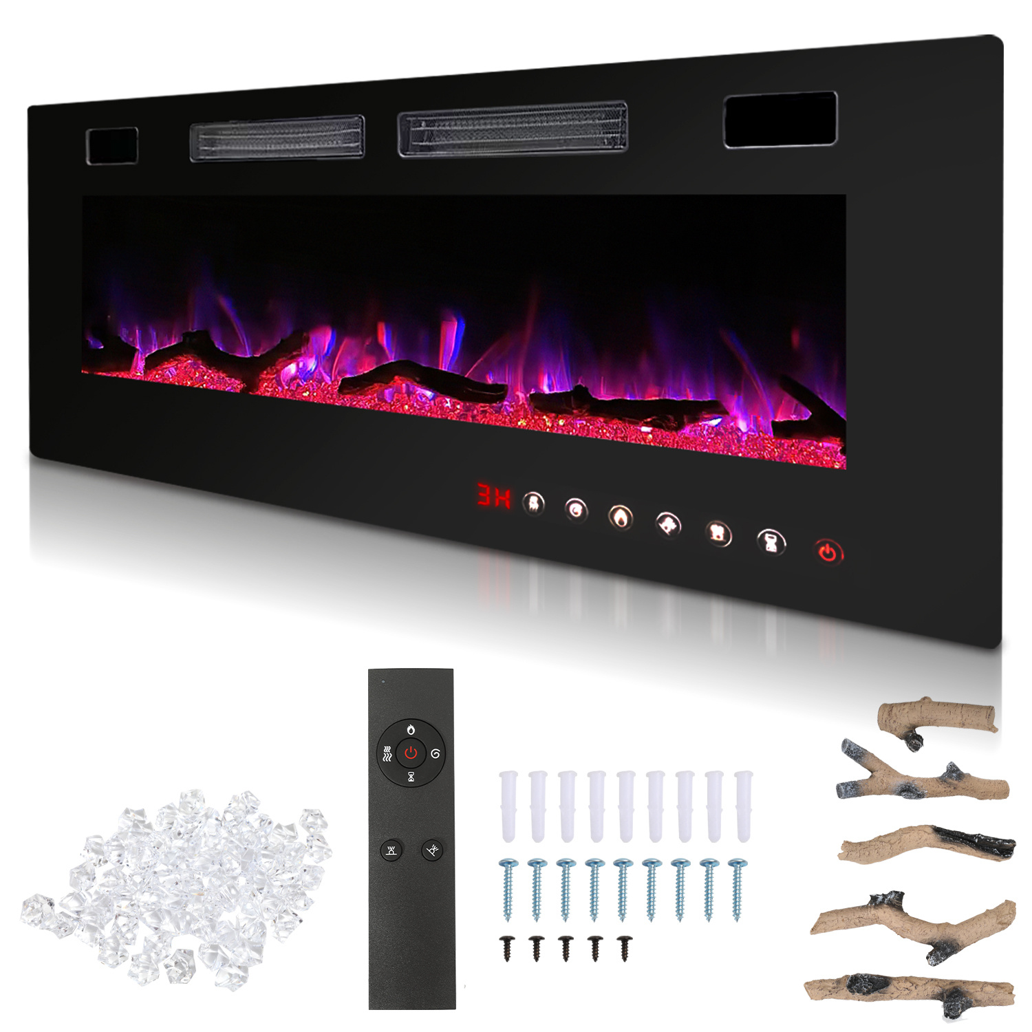 Tolletour Elektrokamin 127 Cm, 750 W/1500 W, Elektrischer Kamin Mit Led-flammenbild Und Timer