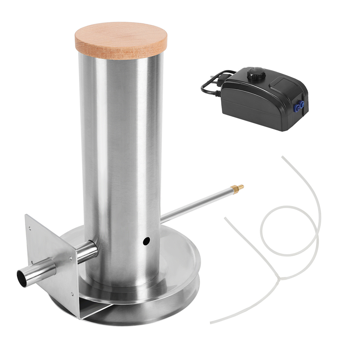 Tolletour Kaltrauchgenerator 1,5 L Aus Edelstahl Mit Elektrischer Pumpe, Regelbare Rauchstärke, 3–4 Std. Rauchdauer, Für Pellets 2–10 Mm