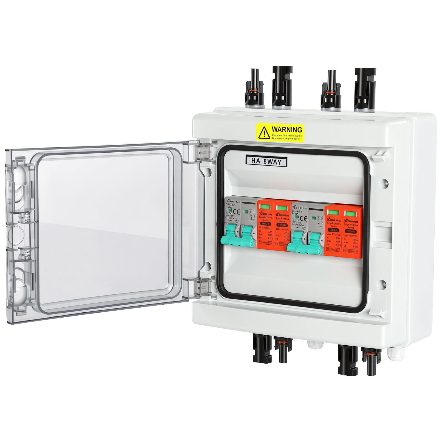 Tolletour Solar Anschlusskasten 2-strings Dc 1000v 32a Überspannungsschutz Pv T2 Photovoltaik Ip65 Generatoranschlusskasten 8-module Mit Solarstecker Pv-anlage