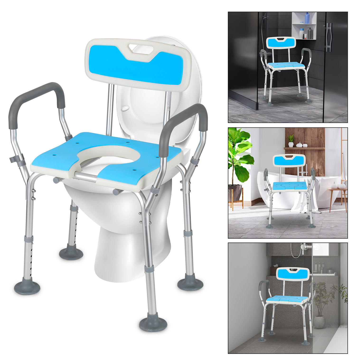 Tolletour 3-in-1 Toiletten- Und Duschstuhl, Toiletteneimer Inklusive, Komplettlösung Für Zu Hause