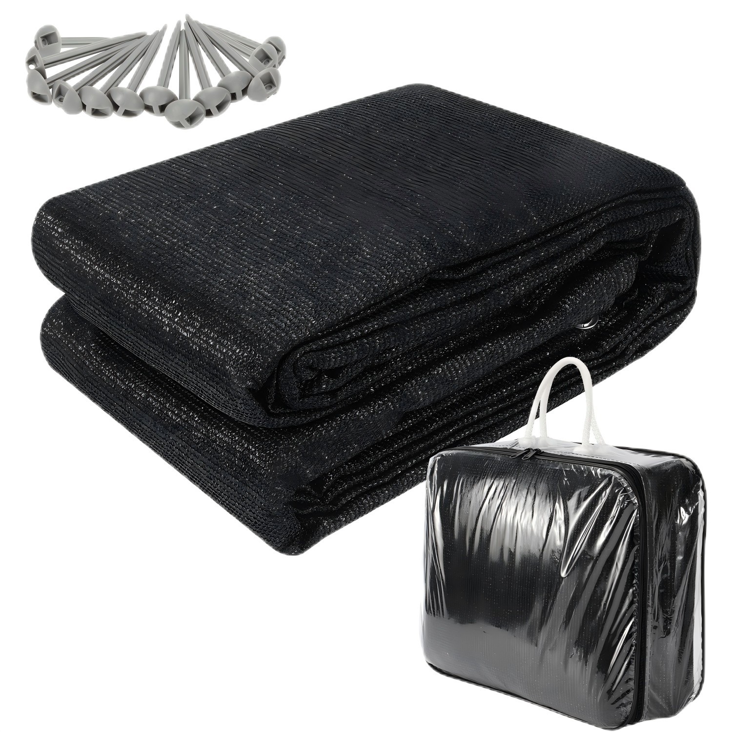 Tolletour Campingteppich Aus Hdpe, 240 G/m², Schwarz - 300 X 500 Cm, 1 Teppich, Inkl. 13 Heringe, Uv-stabil, Beidseitig Nutzbar