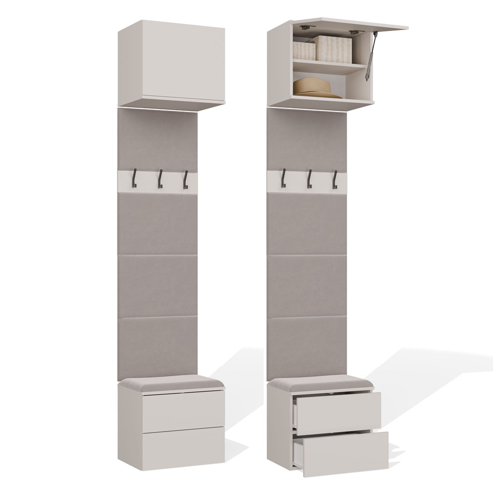 Haga 1w2s Kleiderschrank Mit 2 Schubladen Für Den Flur, Kaschmir, Beige, 238x50x35