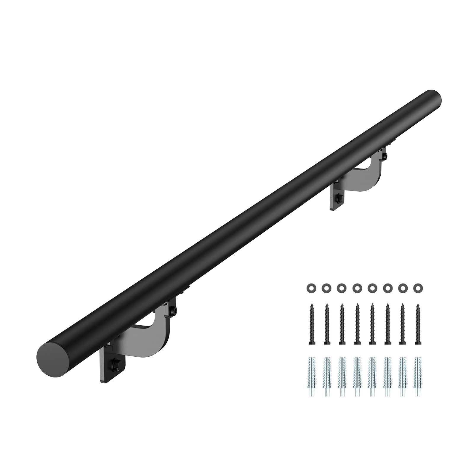 Vevor Treppengeländer, 1,2 M Wandhandlauf, Schwarz Verzinktes Aluminium, 32 Mm Rohrdurchmesser, Treppengeländer Für Innen- & Außenräume, Industrieller Handlauf Für Stufen, Sicherheitsbaluster