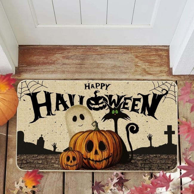 Fußmatte Mit Halloween-kürbismuster, Rutschfeste Polyestermatte Für Den Innen- Und Außenbereich, 60 X 40 Cm