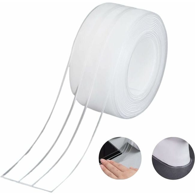 Silikon-dichtungsstreifen, Flexibler Dichtungsstreifen, Wasserdicht Und Schimmelresistent, 38 Mm X 3,2 M - Transparent (1 Stück)
