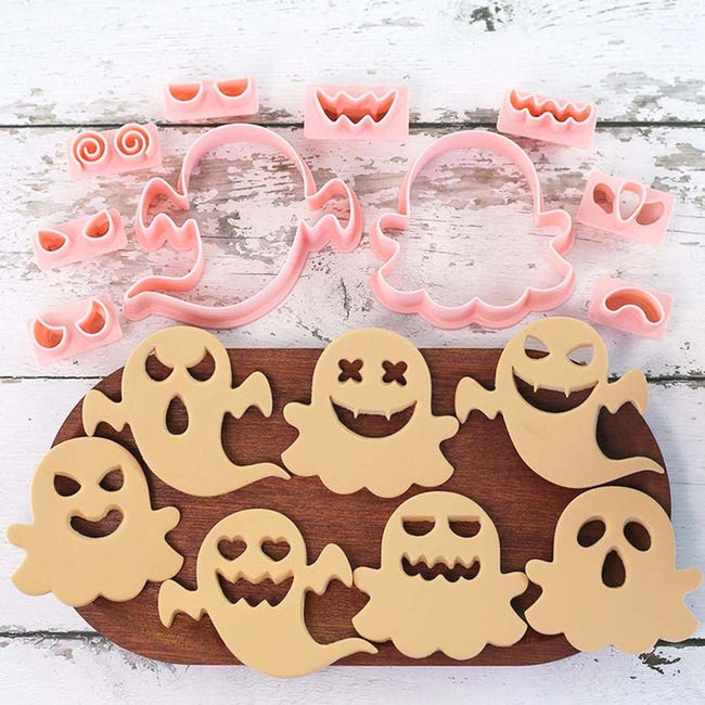 Set 3d-halloween-ausstechformen Mit Stempel, Geister-keksformen