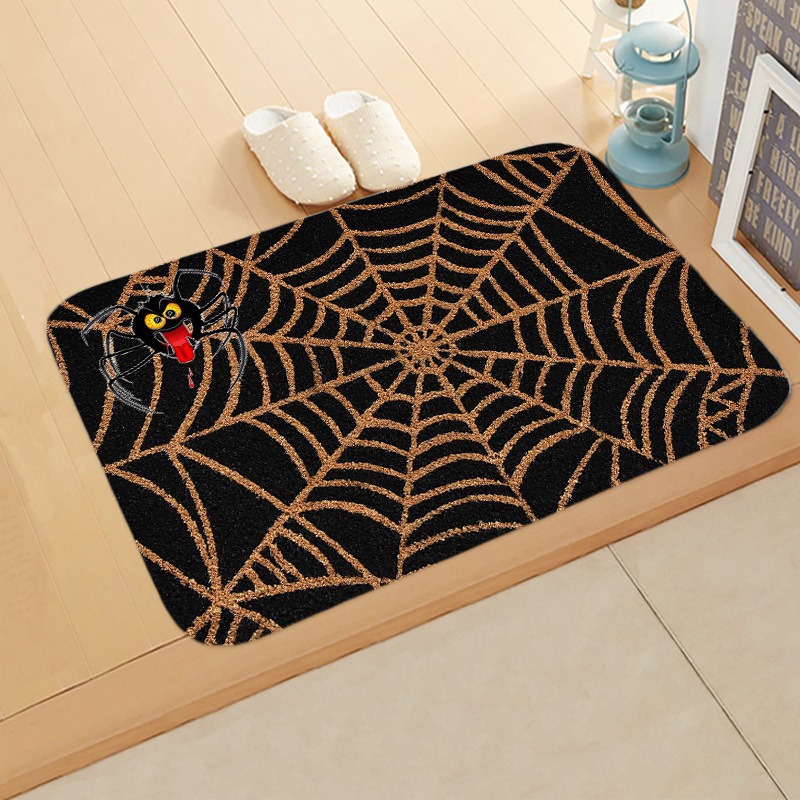 Rutschfeste Halloween-fußmatte, Saugfähige Matte Für Küche Und Bad, Dekoratives Spinnennetzmuster, 40 X 60 Cm