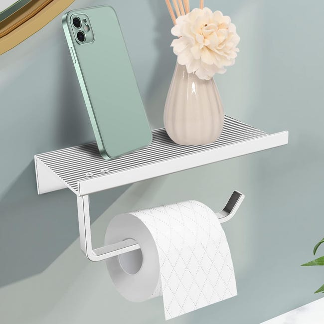 Wandmontierter Toilettenpapierhalter Aus Aluminium Mit Geräumigen Ablagen (silber)