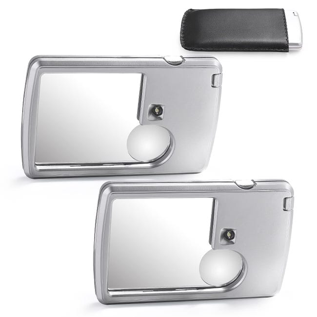 Set Mit 2 Taschenlupen 3x 6x Mit Licht - Beleuchtete, Tragbare Lupen Zum Lesen, Für Speisekarten, Auf Reisen Und Für Verträge Zu Hause (silber)