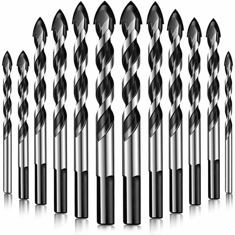12-teiliges Fliesenbohrer-set, Geeignet Für Dreieckige Bohrer Für Kohlenstoffstahl, Holz, Porzellan, Beton, Kunststoff, Ziegelwand, Fliesenschneider-set