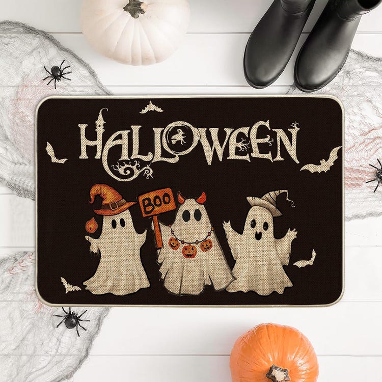 Halloween-fußmatte Mit Geisterfledermaus-motiv – Saisonale Dekoration – 40 X 60 Cm