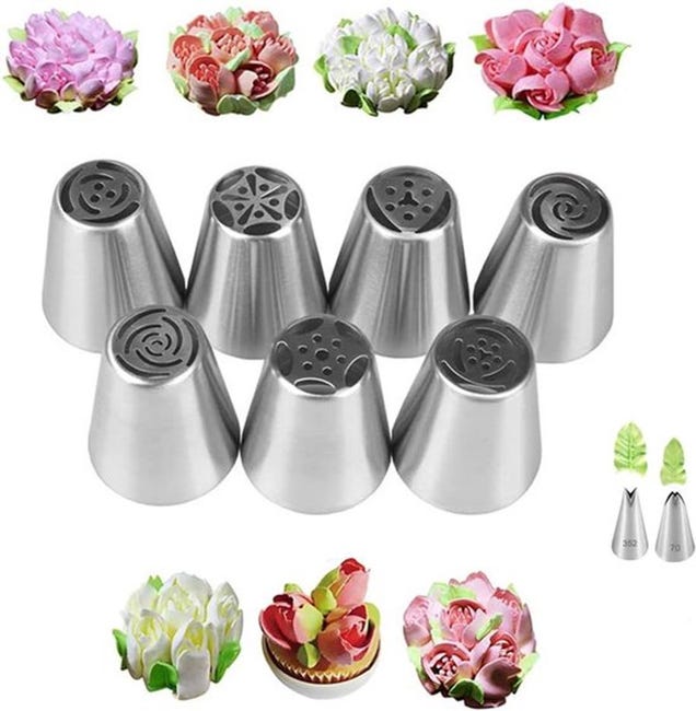 7-teiliges Tortendekorations-set, Verschiedene Blumen- Und Blattformen Sowie Cupcake-dekorationen