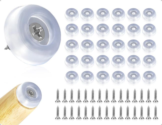 Set Mit 30 Runden, Transparenten Silikonpads Zum Aufschrauben Mit Rutschfester Unterseite Für Sofas, Schreibtische Und Regale (16 Mm)