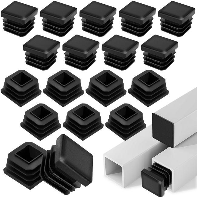 20 Stück 25x25 Mm Vierkantrohr-endkappen, Schwarze Lamellenkappen Schwarzer Kunststoff, Endkappen Für Vierkantrohre, Stuhlbeine, Tischbeine, Möbel, Tore