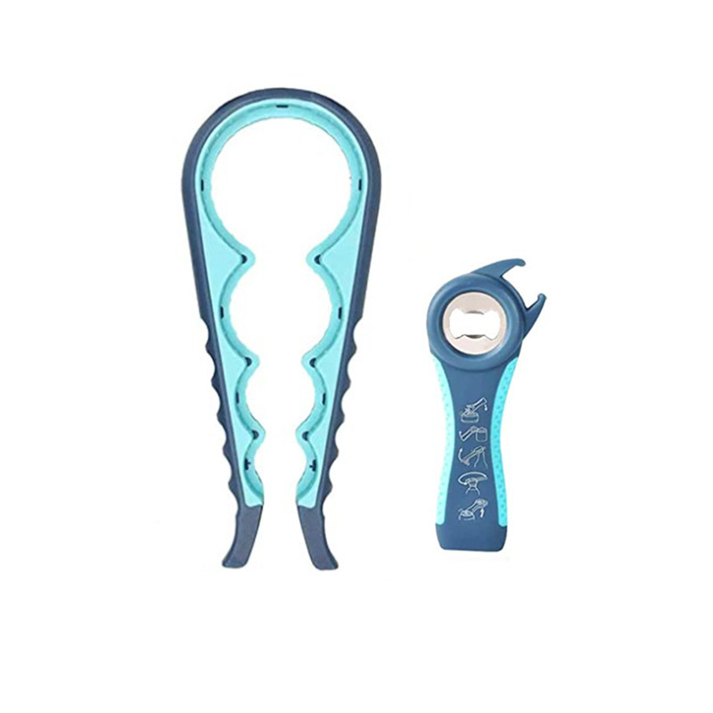 Glasöffner, Glasöffner Für Empfindliche Hände, 5-in-1-flaschenöffner, 4-in-1-dosenöffner (blau)