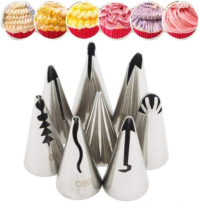 Tüllen Aus Edelstahl Für Fluffigen Teig Zum Dekorieren Von Kuchen, Torten, Keksen Und Cupcakes