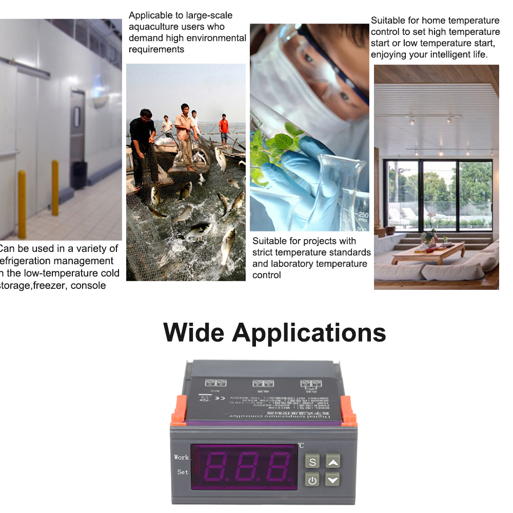 Régulateur Température Numérique Micro-ordinateur Intelligent Mh-1210w, Thermostat Chauffage/refroidissement Haute Précision Avec Capteur