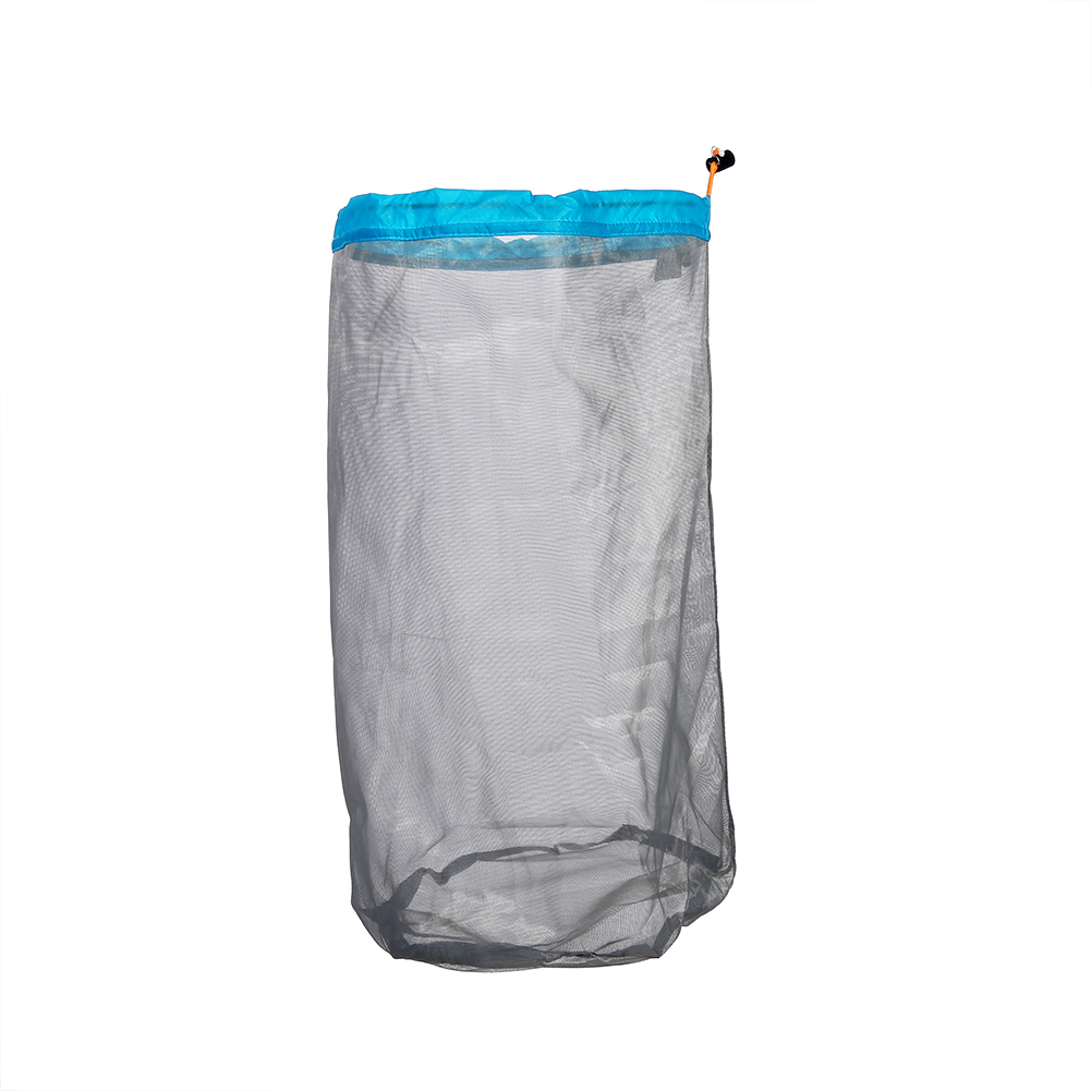 Sac Cordon Maille Ultraléger, Rangement Voyage Plein Air, Randonnée, Camping Bleu Xl