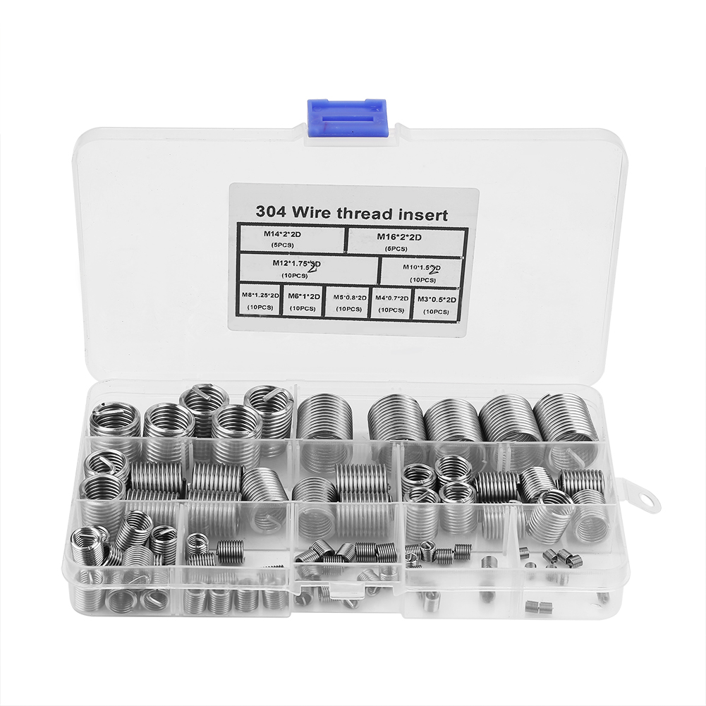 Inserts Filetage Hélicoïdal Fil Enroulé Inox M3-m14 Ss304, 80 Pièces