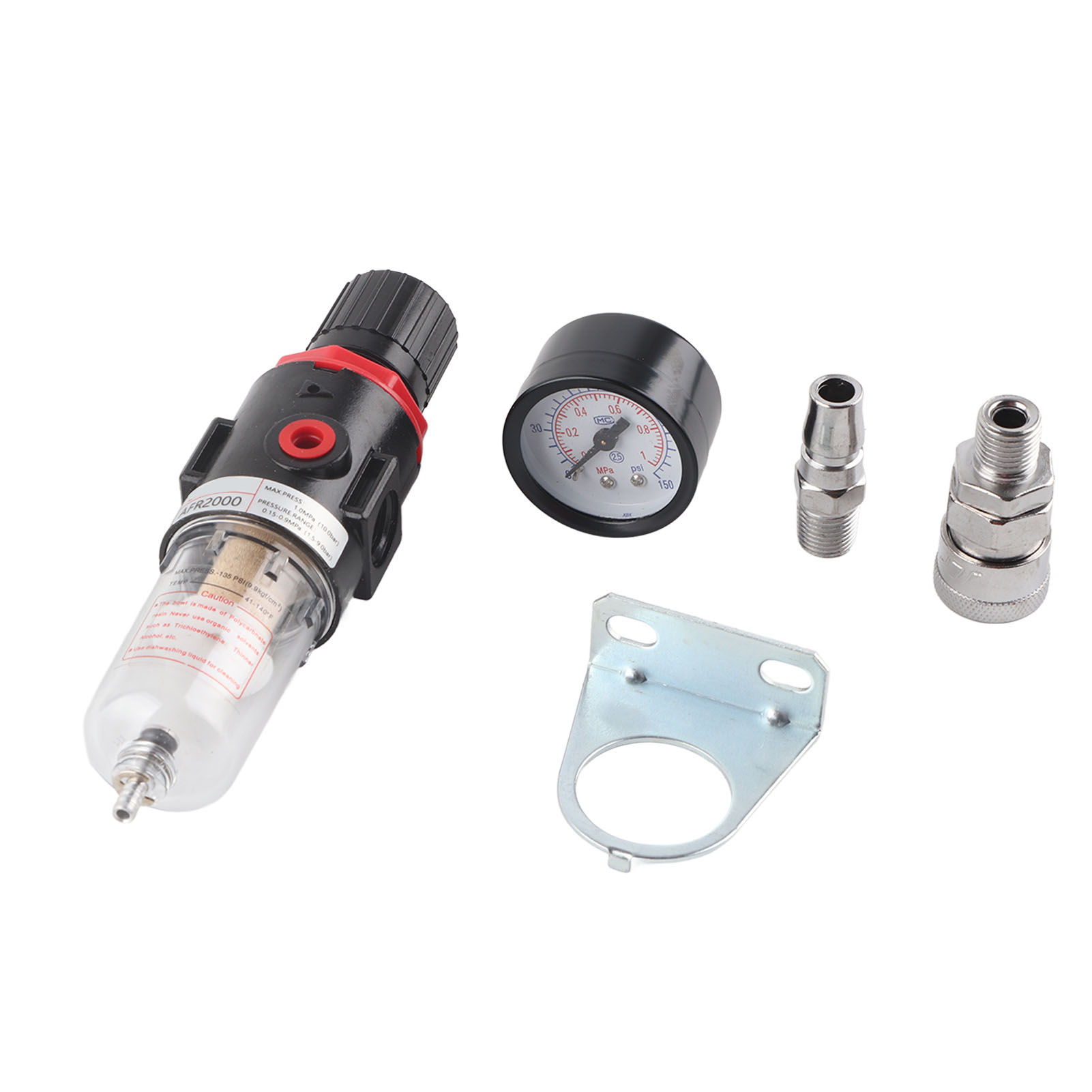 Régulateur Filtre Pression Air Comprimé 1/4 Pouces, Séparateur Huile Et Eau Avec Support Jauge Afr2000