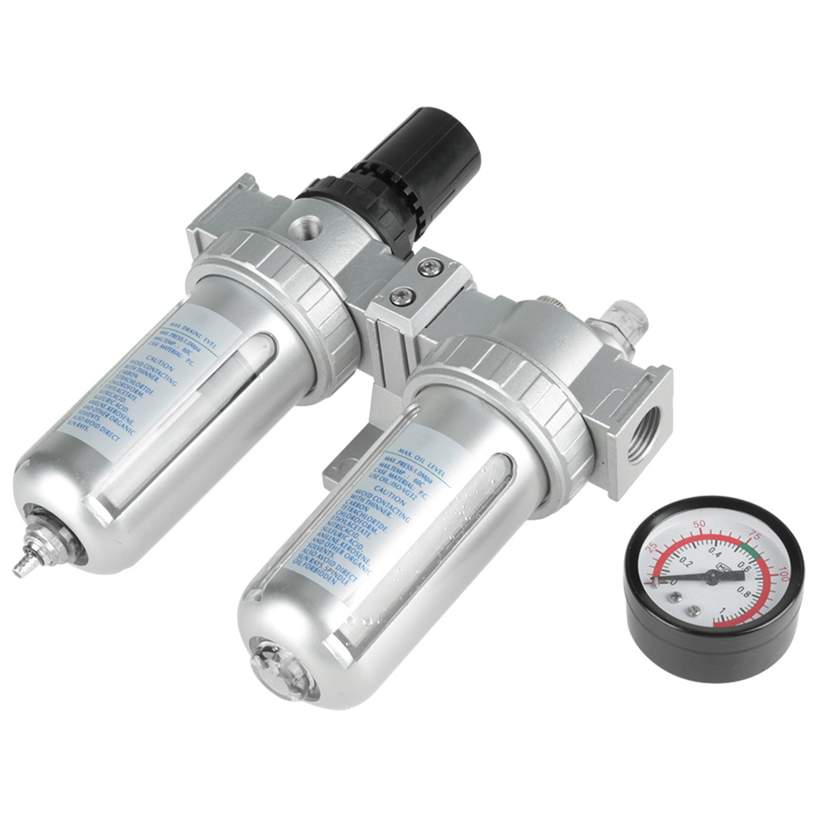 Kit Outils Régulateur Eau Huile Piège Jauge Filtre Compresseur Pression Air 1/2