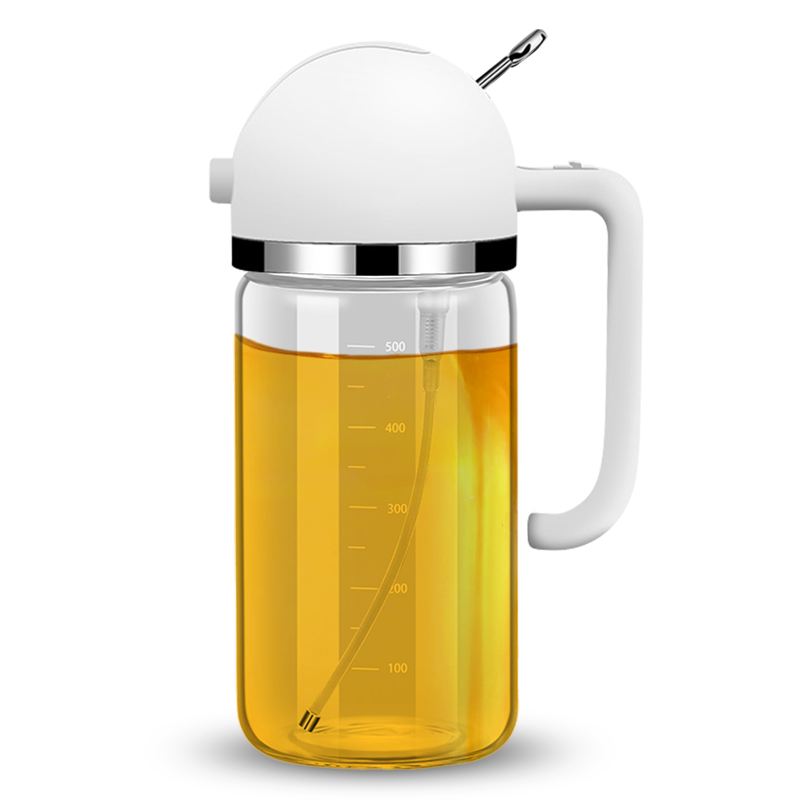 2-in-1-ölspender Mit Sprühdüse, Ideal Zum Kochen. 550 Ml (18,6 Oz) Lebensmittelechte Glasflasche Mit Skala Und Ergonomischem Griff. Geeignet Für Heißluftfritteusen, Salate Und Grills.
