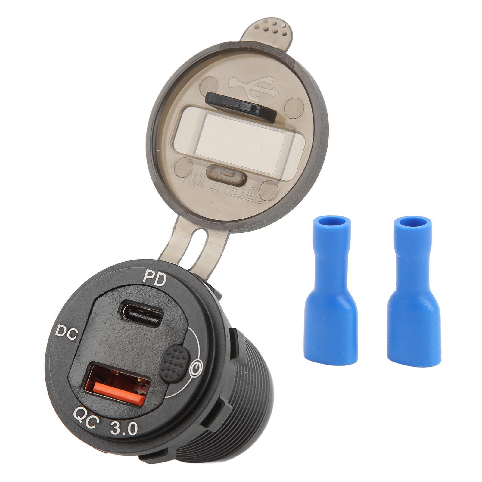Qcpd Usb-kfz-ladegerät, Schnellladefunktion 12–24 V, Wasserdicht, Mit Spannungsanzeige, Universell Für Motorräder Und Yachten