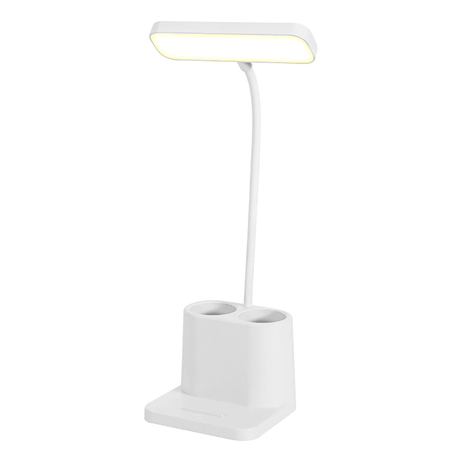 Led-schreibtischlampe Mit Stifthalter, 3 Farben, Touch-steuerung, Stufenlos Einstellbarer Helligkeit, Kleinem Handyhalter, Netzbetriebene Version.