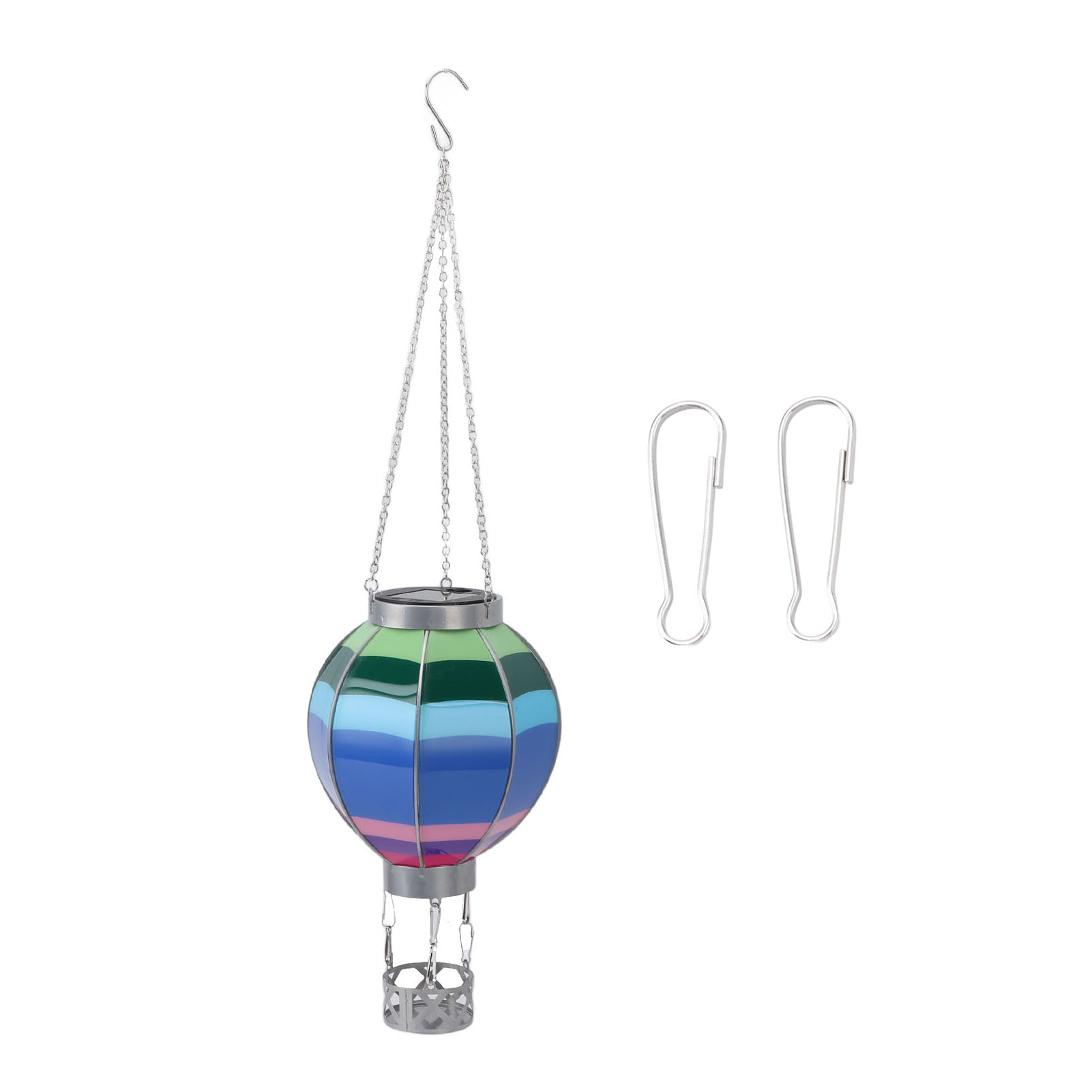 Dekorative, Hängende Solarlaterne Aus Eisen, Helle Lampe Für Garten, Hof, Terrasse, Außenbereich, Blaue Streifen, Ballons S