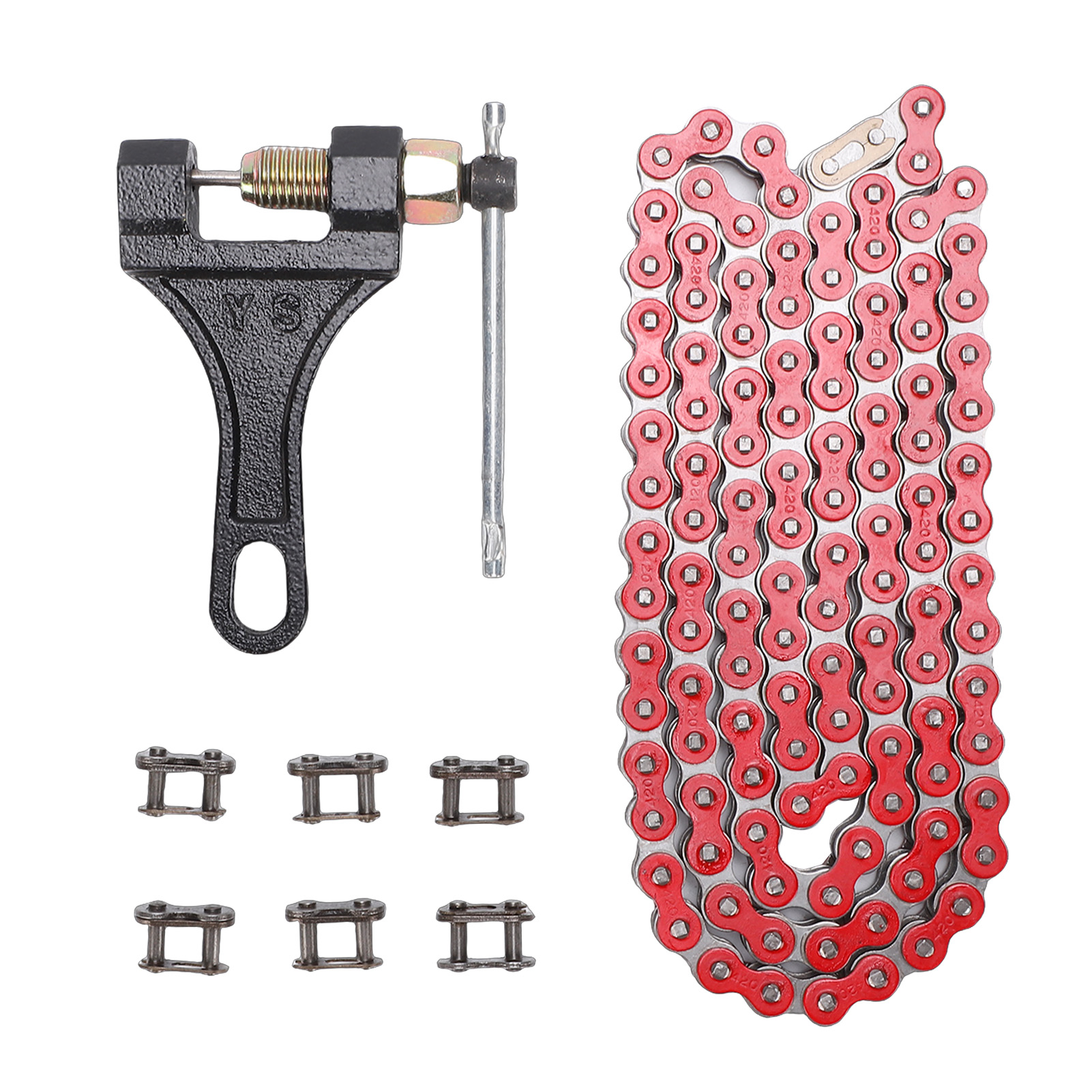 420er Motorradkette, 120 Glieder, Stahl, 6 Kettenschlösser, Ersatz Für Crf150 Grom, 50 Ml, 70 Ml, 90 Ml, 110 Ml, 125 Ml, Quad, Rot