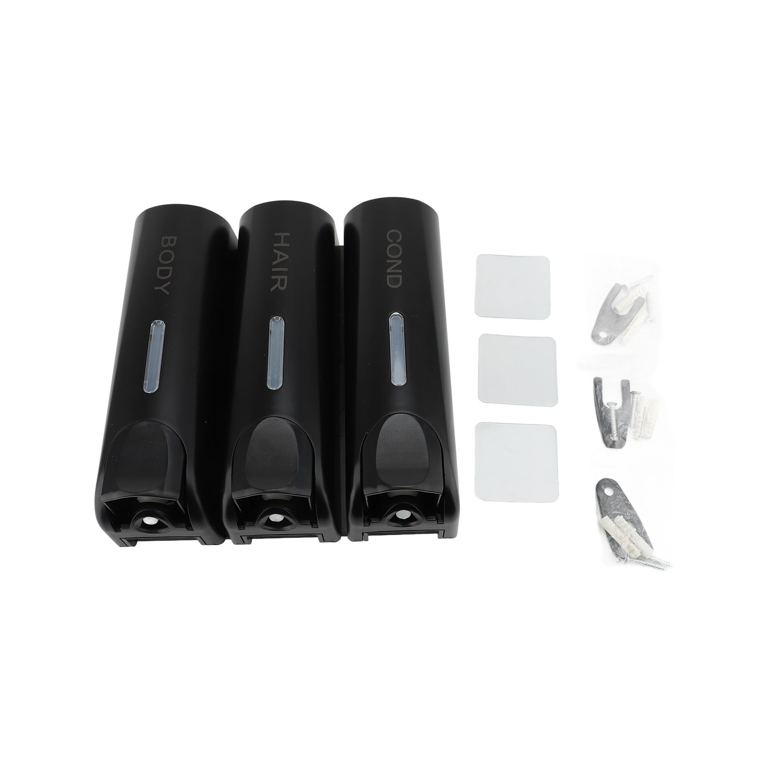 Seifenspender Aus Abs, 3 X 350 Ml, Manuell, 3 Fächer, Wandmontage, Für Shampoo Und Spülung, Ideal Für Hotels Und Privathaushalte, Schwarz.