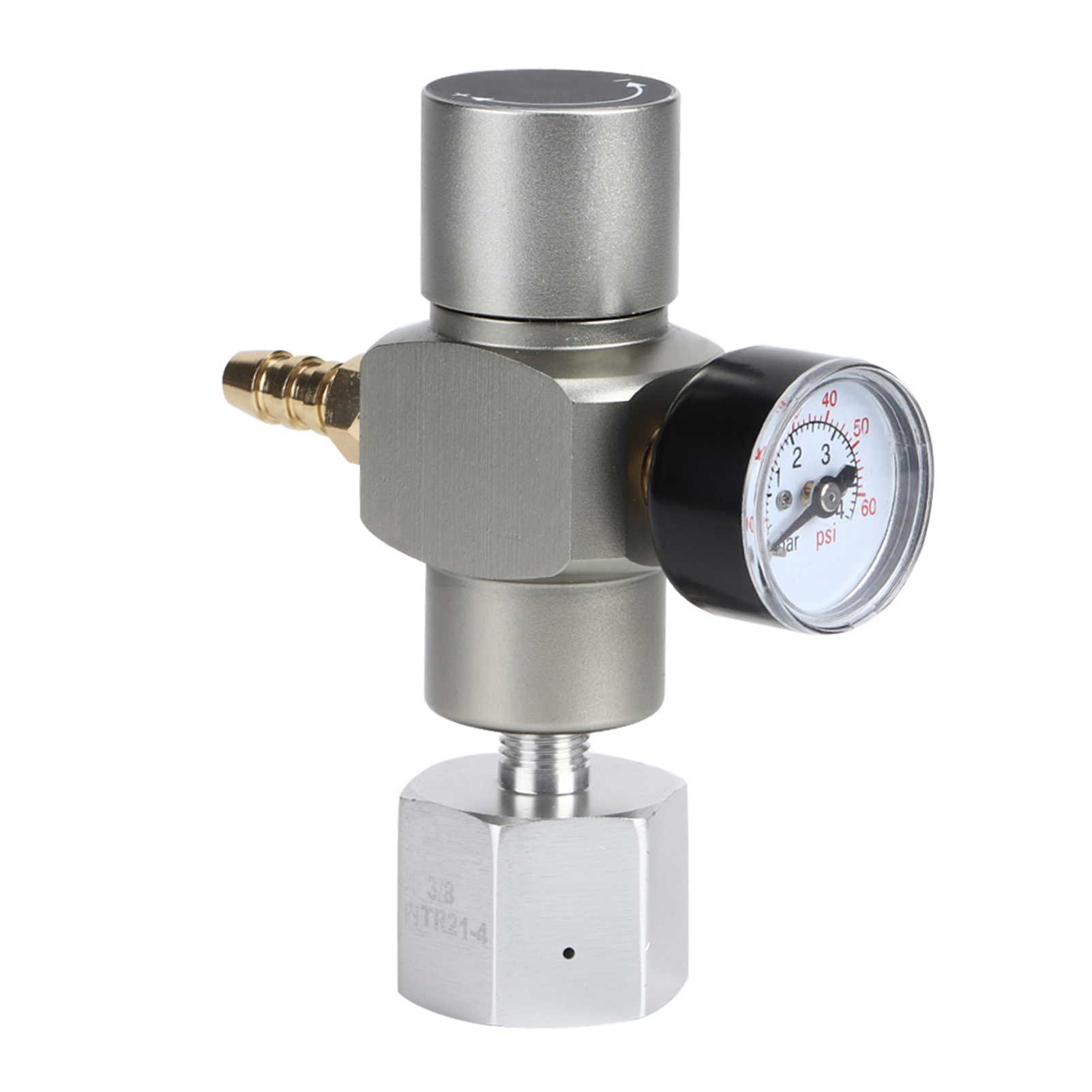 Miniatur-2-in-1-co2-gasregler Mit Manometer Und 3/8"-auf-tr21.4-adapter