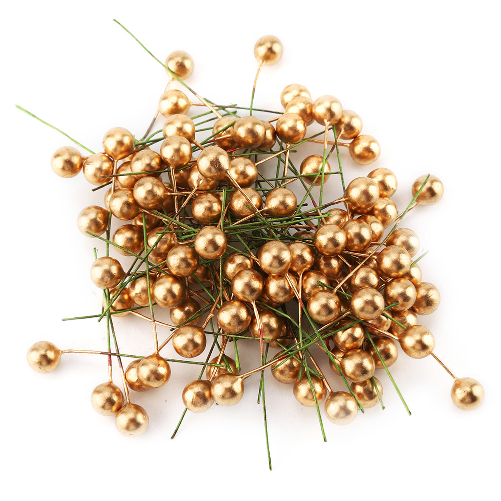 100 Künstliche Goldene Stechpalmenbeeren, Hängende Weihnachtsdekoration, 12 Mm