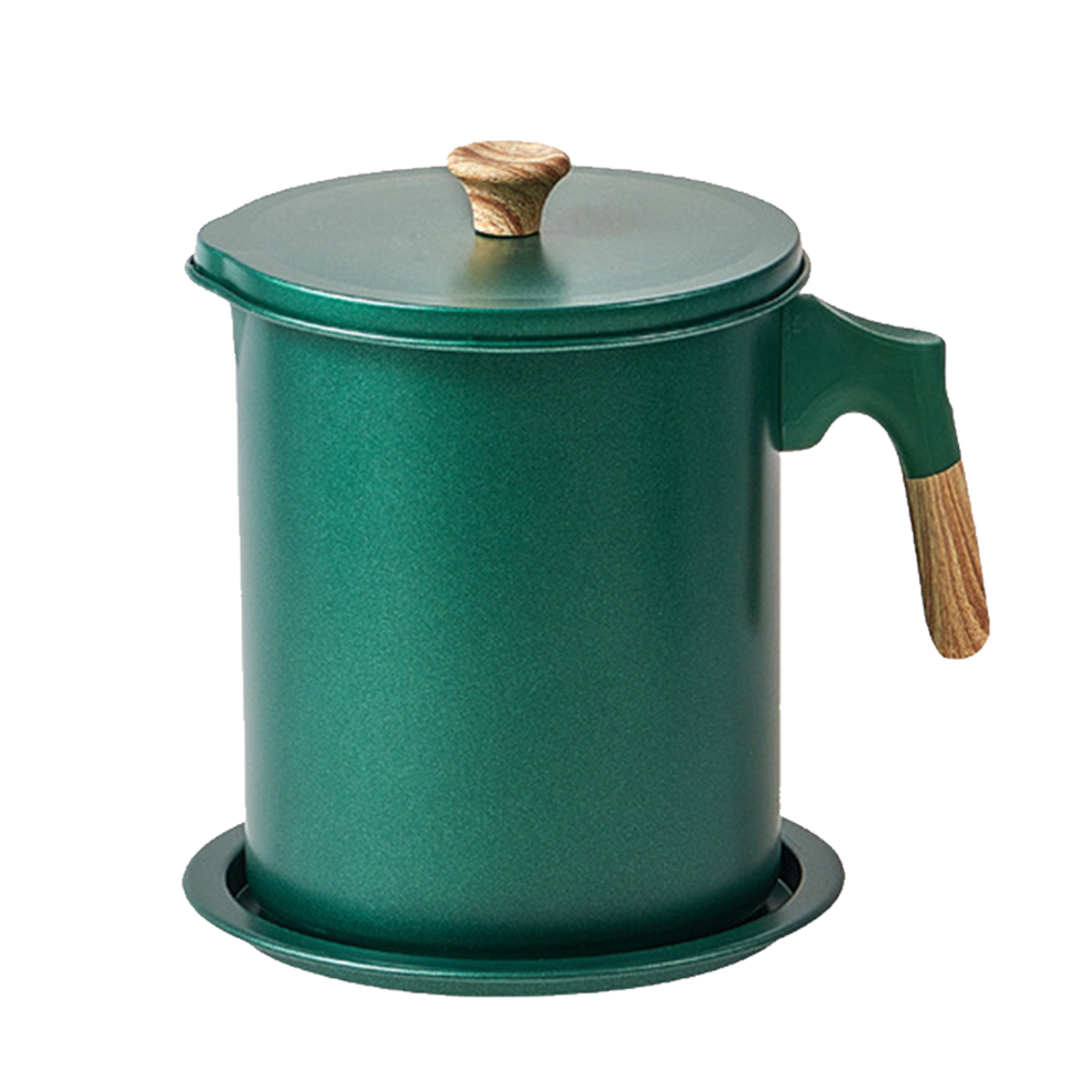 1,4-liter-fettauffangbehälter Aus Edelstahl Mit Sieb Und Deckel, Dunkelgrün