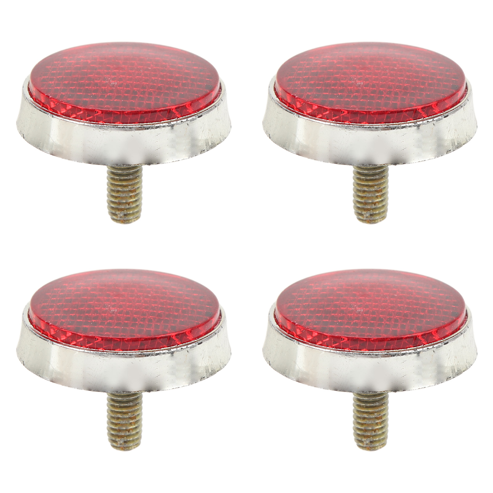 Set Mit 4 Runden, 42 Mm Großen, Hochhellen, Wasserdichten Und Stylischen Roten Reflektoren Für Motorräder, Quads, Roller Und Fahrräder Mit M6-gewinde