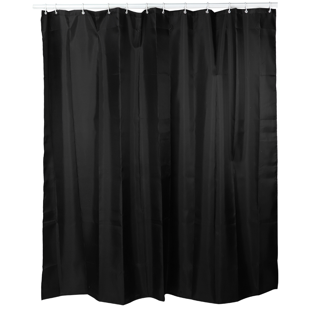 Wasserdichter Duschvorhang Aus Stoff Mit Haken, Schwarz, 200 X 180 Cm