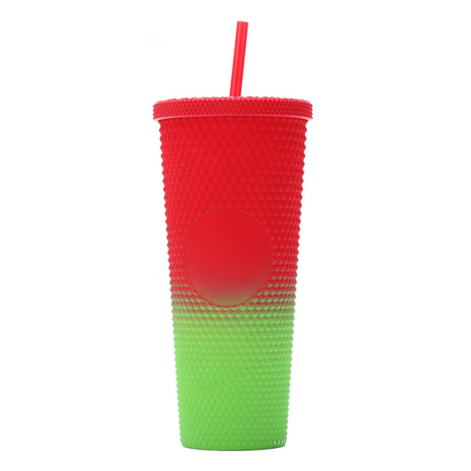 Isolierbecher Mit Großem Fassungsvermögen 710 Ml (24 Oz), Vollständig Mit Noppen Versehen, Aus Wiederverwendbarem, Mattem Kunststoff Mit Großer Öffnung Und Auslaufsicherem Deckel Mit Strohhalm.