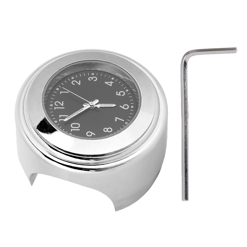 Universelle Uhr Für Motorradlenker (22–25 Mm), Metallhalterung, Schwarzes Zifferblatt