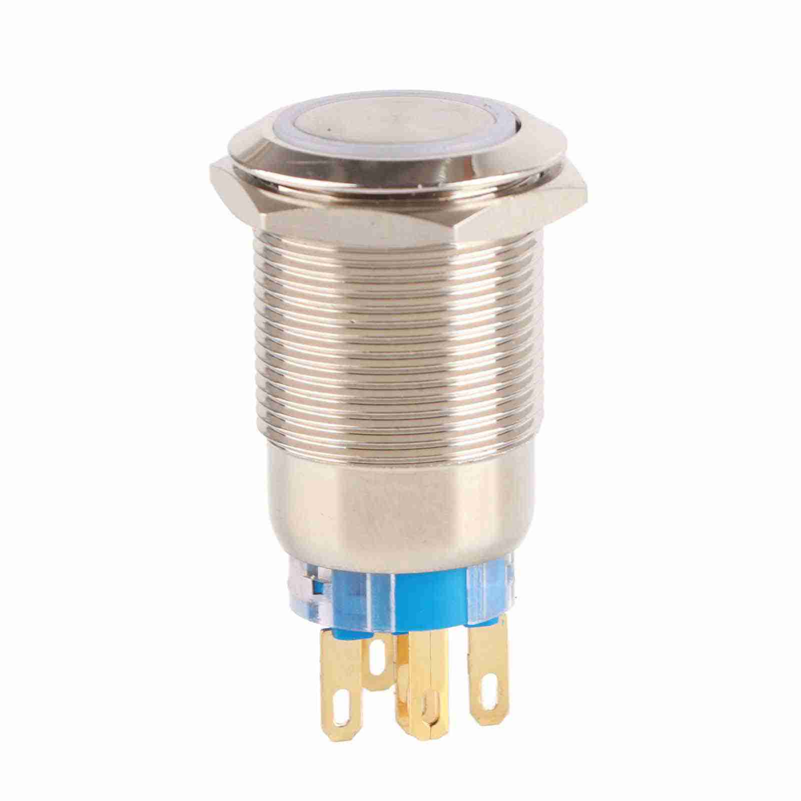 19 Mm Wasserdichter, Selbstverriegelnder Drucktaster Aus Edelstahl (12–24 V) Mit Weißer Led