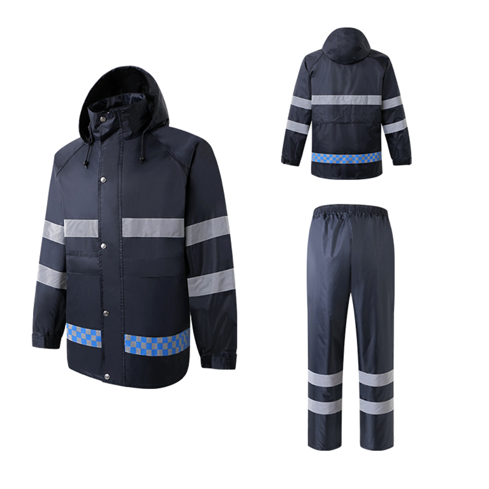 Hochsichtbarer, Reflektierender Regenanzug, Motorrad-regenbekleidung, Fahrradjacke, Herren-poncho Mit Kapuze, Ganzjahres-regenbekleidung, Größe L