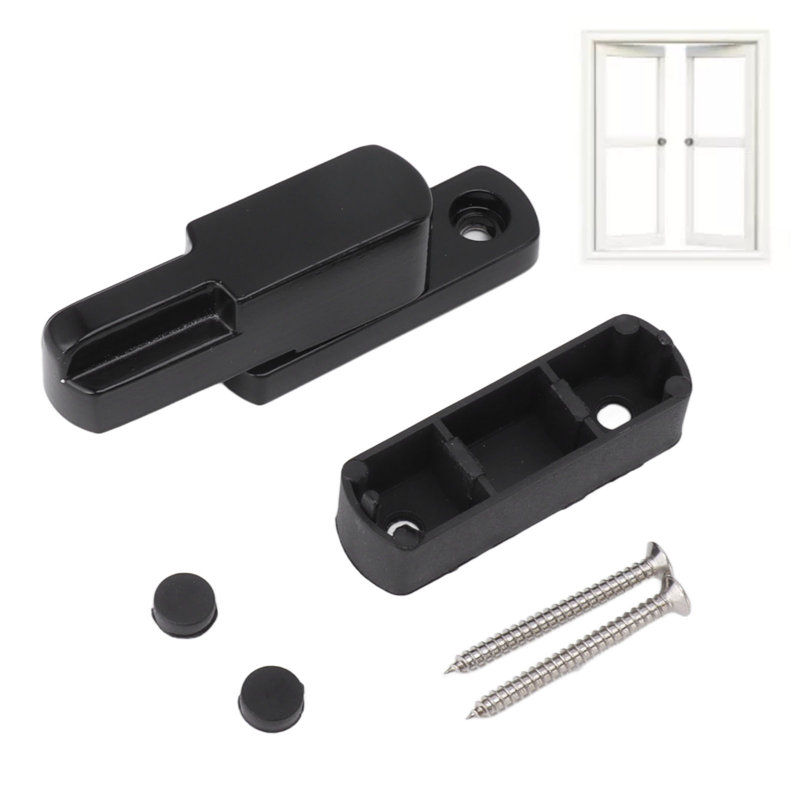 Schiebefensterverriegelung Aus Aluminiumlegierung, T-typ, Kindersicher, Schwarz