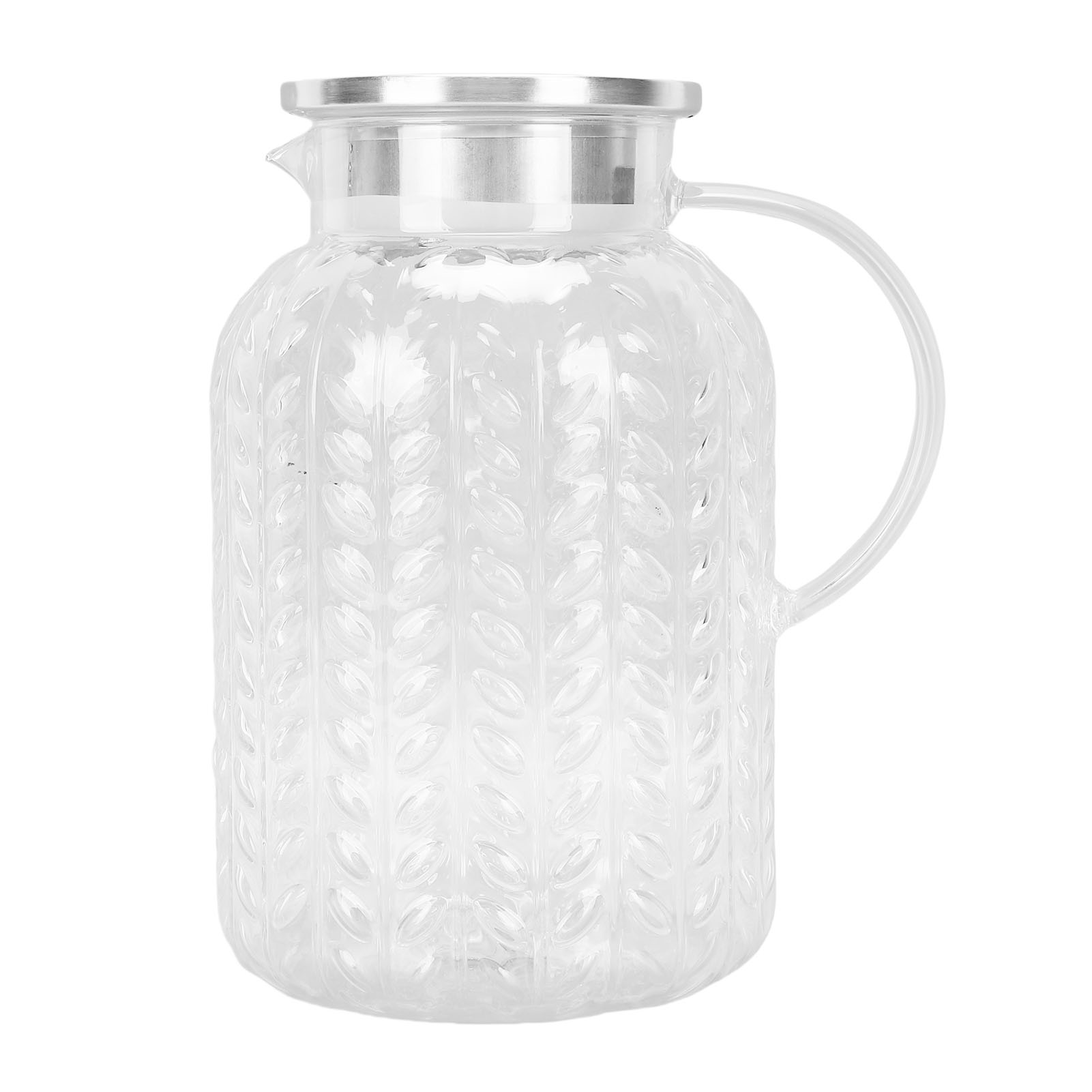 Transparenter Wasserkrug Mit Deckel Und Griff, 1,8 L, Aus Hitzebeständigem Acryl, Blattmuster, Ideal Für Eistee Oder Eiskaffee.