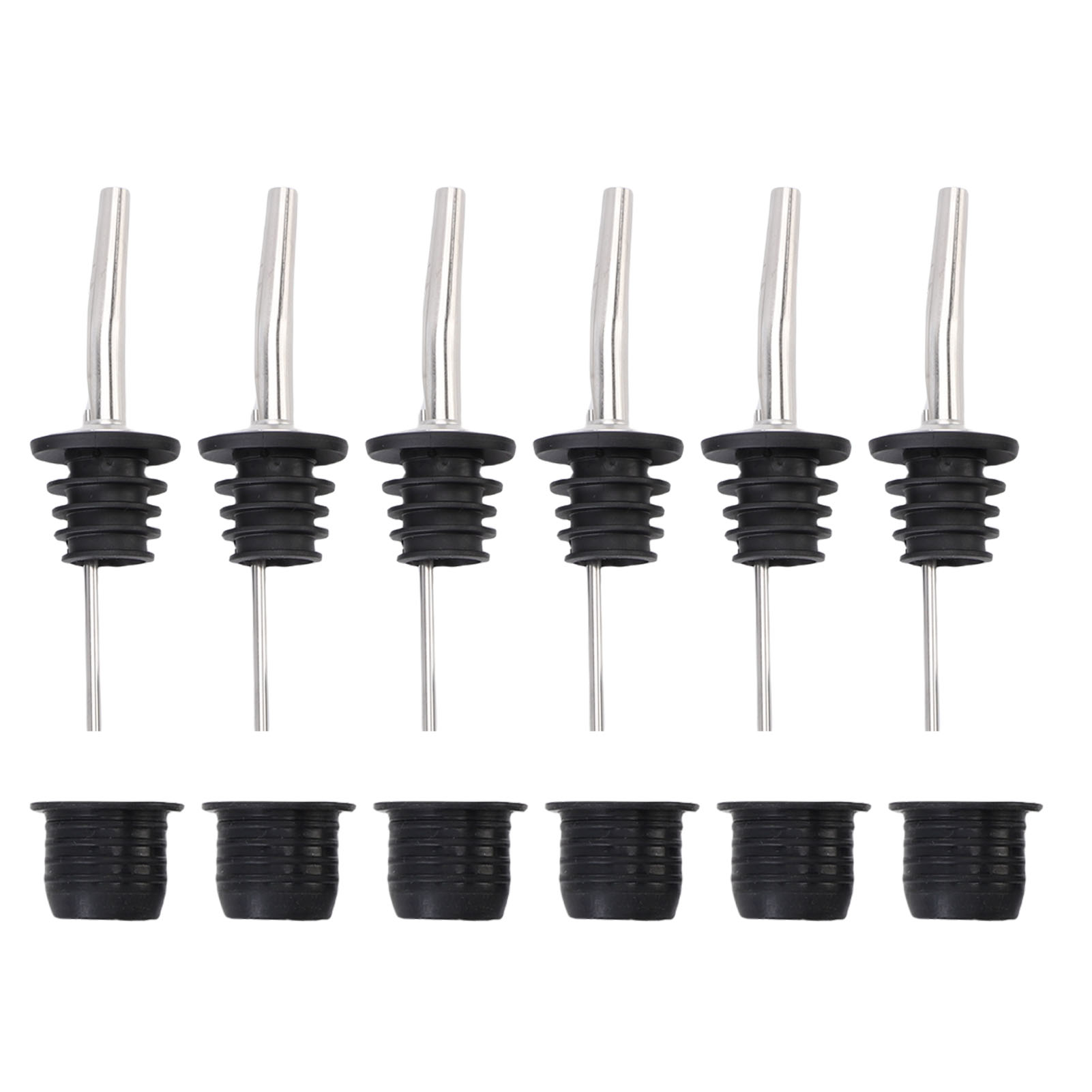 Ausgießer Und Adapter Für Alkoholflaschen, Aus Edelstahl Und Silikon, 6er-set.
