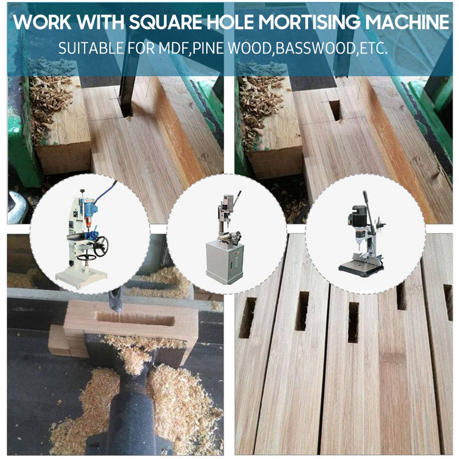 Set Mit 6 Quadratischen Stahl-stangenbohrern Für Die Holzbearbeitung, Erhältlich In Den Größen 1/4 Zoll, 5/16 Zoll, 3/8 Zoll, 1/2 Zoll, 9/16 Zoll Und 5/8 Zoll.