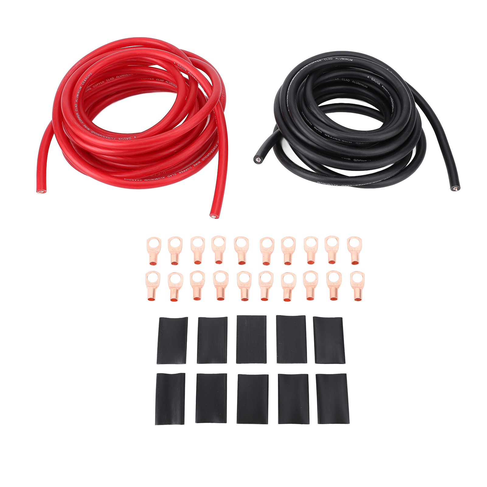 6 M (20 Fuß) Langes 4awg-stromkabel Mit Schrumpfschlauch, Schwarzem Und Rotem Flexiblem Massekabel, Autoradio- Und Lautsprecherset