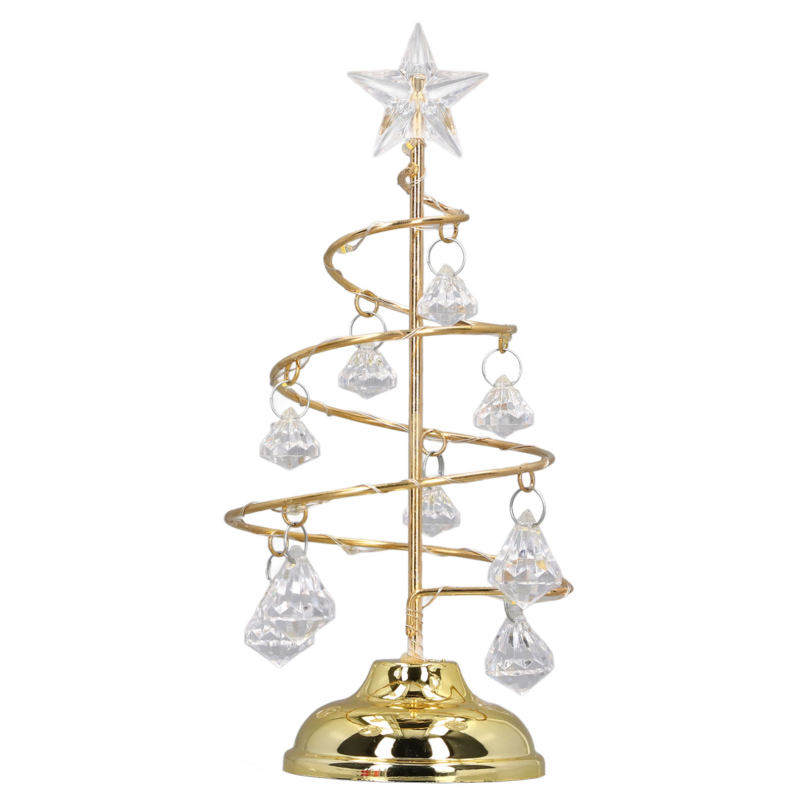 Led-weihnachtsbaumlampe, Kleine Dekorative Nachtlampe Aus Kristall Und Eisen, Warmes Gold, Ideal Als Geschenk.