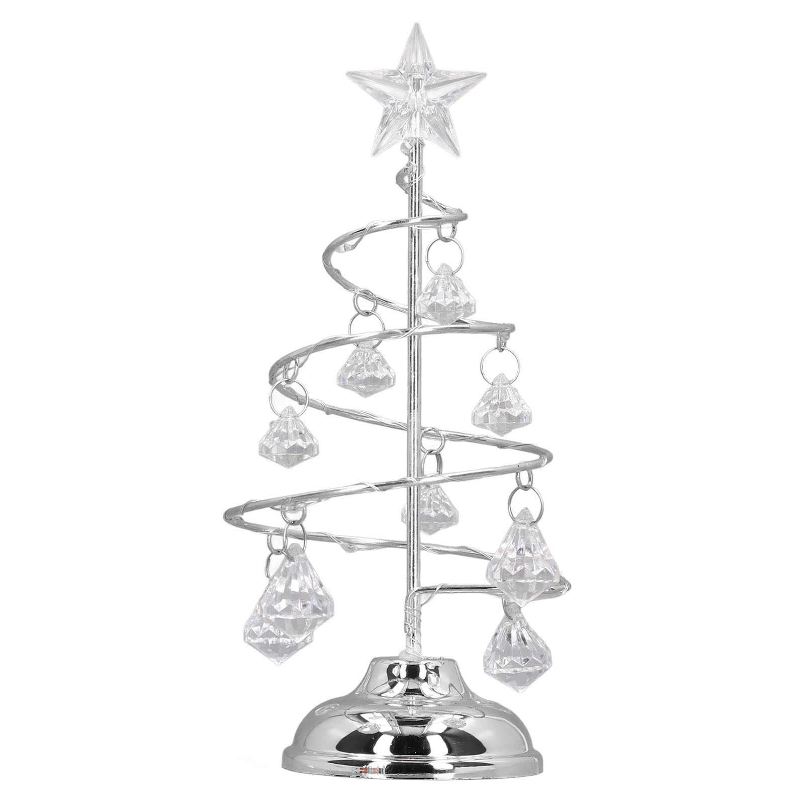 Led-weihnachtsbaumlampe, Kleine Dekorative Nachtlampe Aus Kristall Und Silber/weißem Eisen, Ideal Als Geschenk.