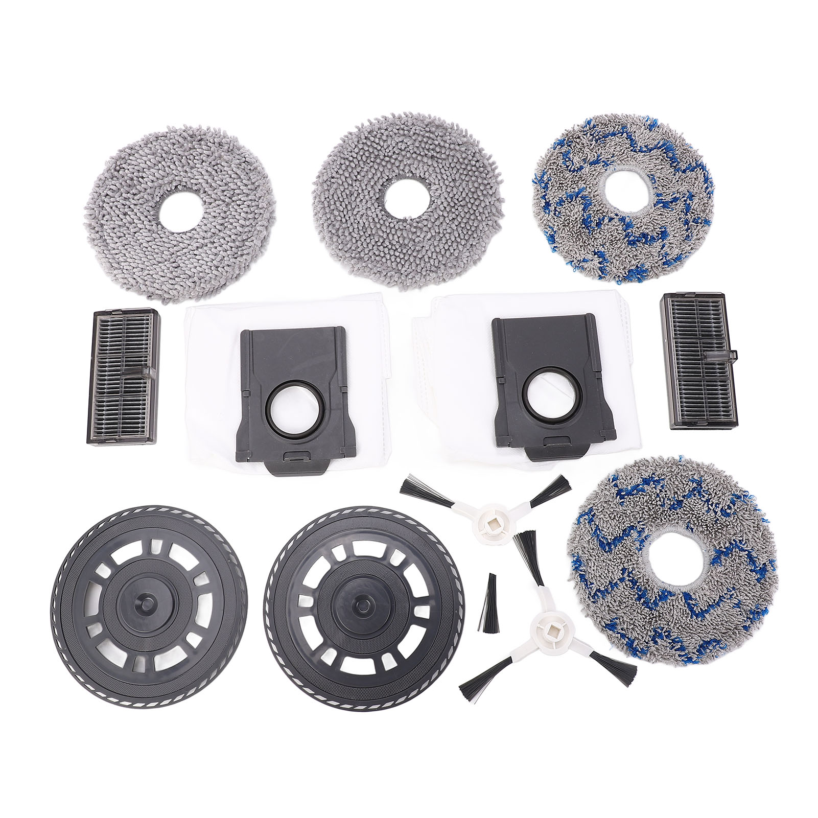 Zubehörset Für Den Staubsauger X30 Pro: Enthält 2 Seitenbürsten, Filter, Staubbeutel, 4 Reinigungstücher Und Halterungen.