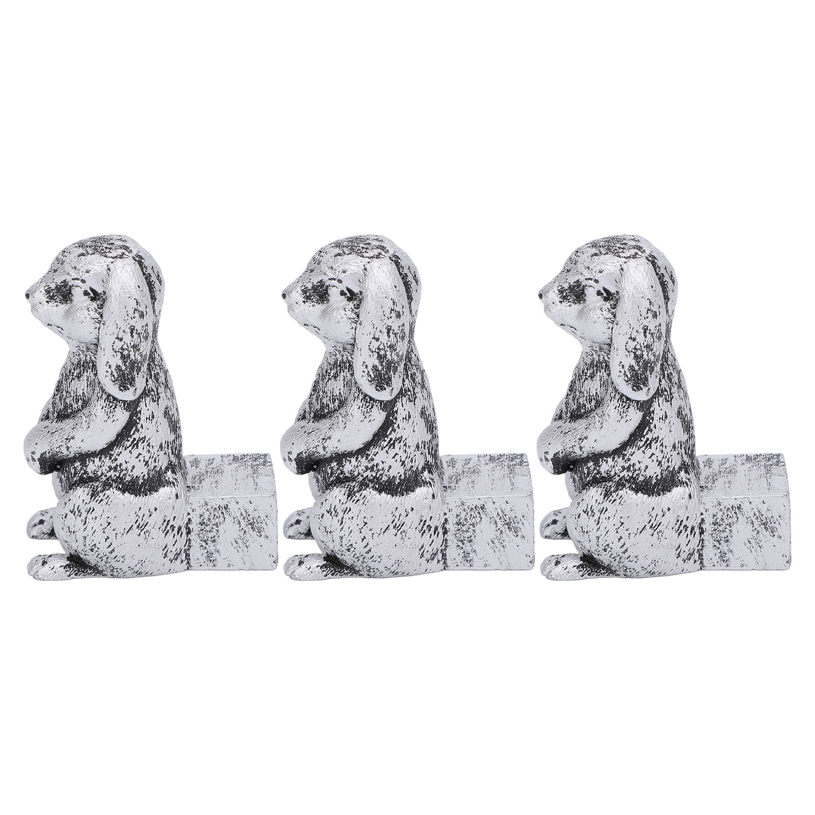 Set Aus 3 Dekorativen Blumentopfstützen Aus Kunstharz, Die Tiere (kaninchen) Darstellen, Mit Hasenförmigen Füßen.